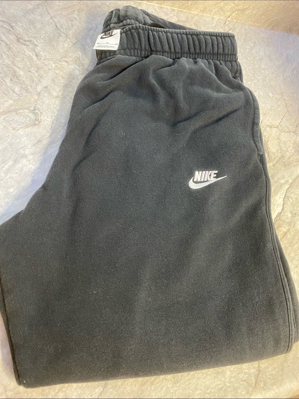 Nike Mens Black Jogger Sweatpants with White Swoosh